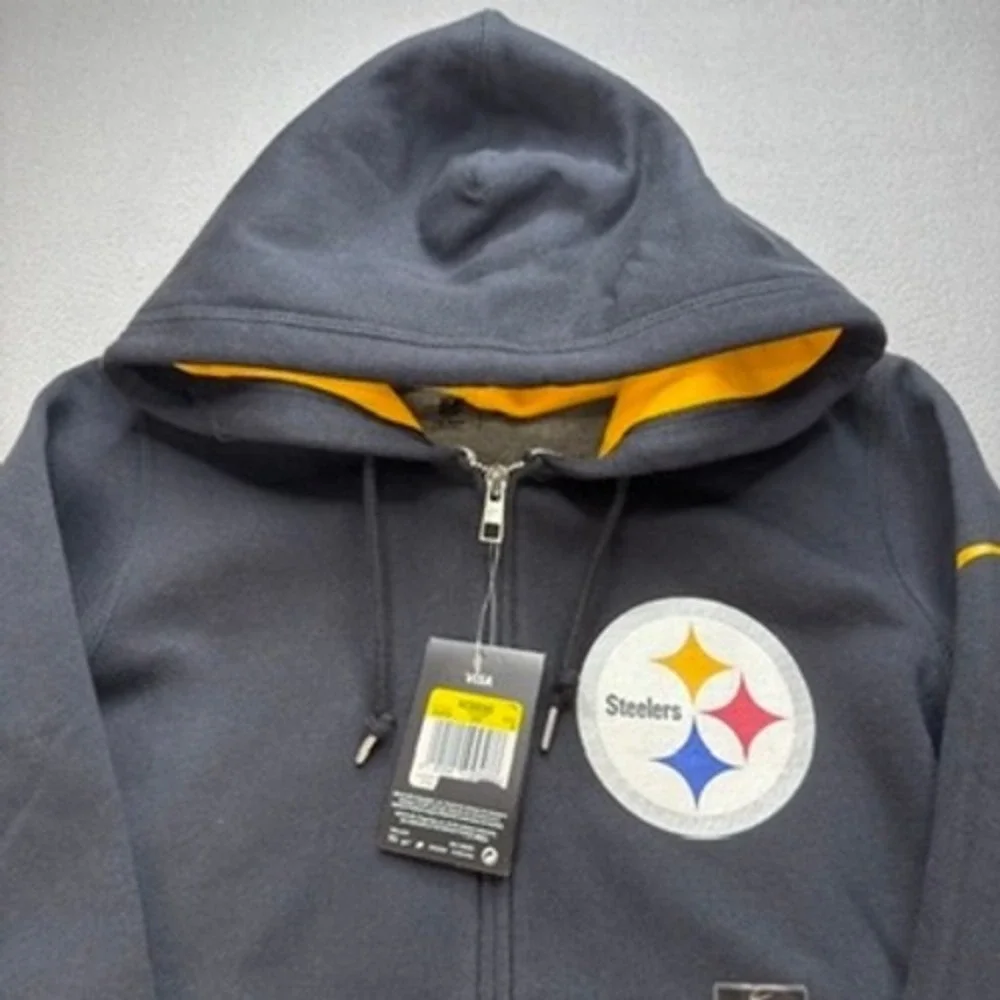 Pittsburgh Steelers Nike Full Zip Hoodie Slim Small Black Yellow Logo NFL Active
